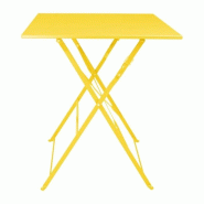 Table carrée pliable thermolaqué d'intérieur et extérieur (L)600 x (P)600 mm, en acier jaune PERTH