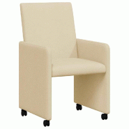 VidaXL Chaises de Salle à Manger avec Roues 2 pcs Crème tissu Modèle Majesté Design - 42017814