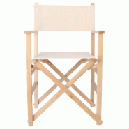 WellHome - Fauteuil director sunset finition huilée - toile écrue 51x46x86 cm - beige WH13264