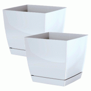 WellHome - Lot de 2 pots Coubi 14x14 cm chacun, coloris blanc - blanc plastique PK4403
