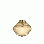 Zafferano Bonnie Suspension en verre soufflé Ambre finition rigadin structure en métal gris diamètre 27.5 cm hauteur 313 cm E27 IP20 intérieur - o