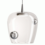 Zafferano Suspension Bilia LED 8W 3000K Diamètre 27cm en verre borosilicaté soufflé à la bouche avec finition en aluminium et argent - gris 805894