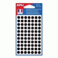 Apli Lot de 5 Etui de 462 pastilles adhésives noires, diam. 8 mm (6 feuilles / cdt) - 3270241118377