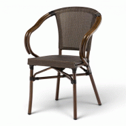 Bistromania Fauteuil de terrasse MULHOUSE en aluminium et textilène marron glacé – 57 x 57 x 83 cm - marron EA306