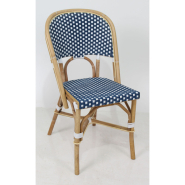 Chaise de terrasse pour usage extérieur sous abris - elysee - rotin bleu et blanc