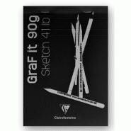 Clairefontaine Lot de 5 Bloc agrafé GRAF IT de 80 feuilles de papier croquis blanc microperforées, 90 g/m², A6, couverture noire - 3329680966183