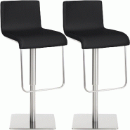CLP Lot de 2 tabourets de bar Limon en similicuir Noir /Acier inoxydable - noir polyester 311328