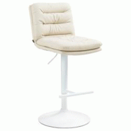 CLP Tabouret de bar Damar similicuir Crème/Blanc - beige polyester 322920