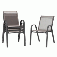 COSTWAY Lot de 4 chaises de jardin empilables, chaises empilables en textilène et structure métallique, 56 x 70 x 84 cm (gris) - gris métal ZB33718