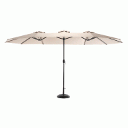 Merax parasol rectangulaire 453 x 267 cm, UPF50+, manivelle, 12 baleines acier, sans socle, beige - beige multi-matériau W2021P228100