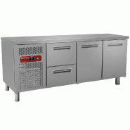 Pack table de travail frigorifique : dessertes 3 portes avec 2 tiro... - PBMIV20/R2_BC1/2-TP