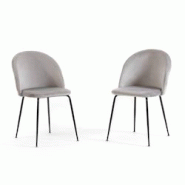 RATTATAN Lot de 2 chaises en velours avec pieds en métal, design élégant pour cuisine, salle à manger, bar ou restaurant – Sara – Gris clair/G RATTATAN Lot de 2 chaises en velours avec pieds en métal, design élégant pour cuisine, salle à manger, bar ou restaurant – Sara – Gris clair/G