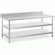 Royal Catering - Royal Catering RCAT-200/90-SPS3SH Table de travail inox Table de travail en inox Adossée Avec Dosseret 200 x 90 x 16.5 cm 240 kg 2 -