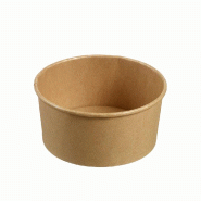Saladier rond carton kraft avec couvercle PET 850ml Ø14,5x7,1 cm - par 300