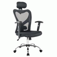SalesFever Chaise de bureau avec accoudoirs et appui-tête | Couverture en maille | Cadre chromé | réglable en hauteur | L65 x P60 x H114-124 cm |no SalesFever Chaise de bureau avec accoudoirs et appui-tête | Couverture en maille | Cadre chromé | réglable en hauteur | L65 x P60 x H114-124 cm |no