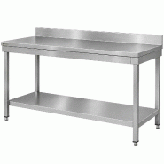Table INOX professionnelle 140 × 60 cm WORLDMAI. Plan de travail acier inoxydable pour cuisine professionnelle, CHR, restauration, bar et restaurant.