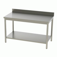 Table inox adossée + étagère basse - L 1400 x P 600 mm - inox TAE6-14