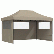 VidaXL Tente de réception pliable escamotable 3 parois latérales taupe Modèle AbriForma 327 - marron 4004970