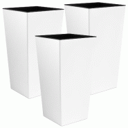 WellHome - Lot de 3 pots Urbi Square 20x12,6x12,6 cm chacun, coloris blanc - blanc plastique PK4621
