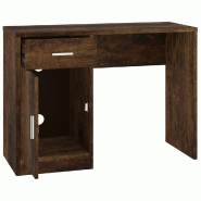 Bureau avec tiroir et armoire Chêne fumé 100x40x73 cm Modèle Orion Nova - 8720286946275
