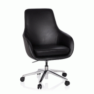 Chaise de bureau / fauteuil de direction BARENO cuir noir hjh OFFICE - noir cuir 600980
