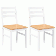 Chaises à manger 2 pcs blanc bois massif caoutchouc Modèle Whisper Pro - 4102422
