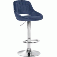 CLP Tabouret de bar Milet velours Bleu/Chrome - bleu textile 322430 CLP Tabouret de bar Milet velours Bleu/Chrome - bleu textile 322430