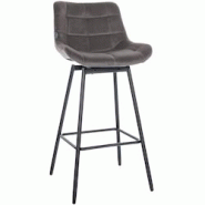 CLP Tabouret de bar Weston Pivotant Gris/Velours - gris textile 321493 CLP Tabouret de bar Weston Pivotant Gris/Velours - gris textile 321493