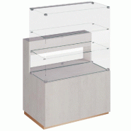 Comptoir vitrine 92x60x135cm 2portes coulis.Verre 2tiroirs méla. Travertin champ