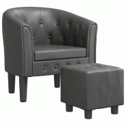 Décoshop26 - Fauteuil lounge assise confortable design moderne avec repose-pied en PVC gris DEC026424 - gris 3000255807574