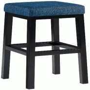 Décoshop26 - Tabouret de bar x1 assise carrée rembourrée en tissu bleu hauteur d'assise 78 cm structure en métal noir 10_0005754 - bleu métal 300