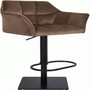 Décoshop26 - Tabouret de bar x1 réglable en velours marron assise enveloppante capitonnée avec base carrée en métal noir 10_0006457 - marron mét