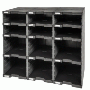 Exacompta MODULODOC 12 cases vides (6 normales + 6 jumbo) ECOBlack noir/gris souris - gris matière synthétique 385714D