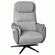 FAUTEUIL RELAX ÉLECTRIQUE ZILIA BI MOTEUR TISSU GRIS CLAIR/GRIS FONCÉ PIÈTEMENT ÉTOILE MÉTAL NOIR