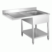 GastroHero Centre de plonge Basic 12x7 avec 1 cuve à droite, dosseret et étagère inférieure - Acier inoxydable 18/8 SPZT-BASIC12X7R