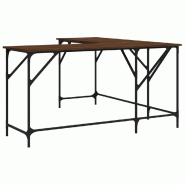Helloshop26 - Bureau table poste de travail meuble d'ordinateur informatique étude chêne 149 x 149 x 75 cm bois d'ingénierie brun 02_0023622 - mét