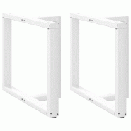 Helloshop26 - Lot de 2 pieds de table à manger en T réglables 100 x 35 x 73 cm moderne en acier blanc 02_0057335 - blanc acier 3000239988800