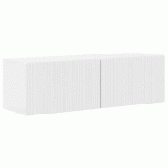 Helloshop26 - Meuble TV mural moderne 98 x 31 x 29 cm avec étagères murales design épuré en bois d'ingénierie blanc brillant 02_0054925 - blanc B