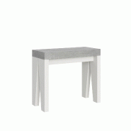 Itamoby Console extensible 90x40/300 cm Plateau Ciment Naxy Mix Structure Frêne Blanc - gris 8050598100233