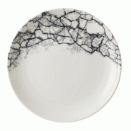 Lot de 12 assiettes rondes (Ø)217 mm, en porcelaine blanche, KINTSUGI ACCENTS QUARTZ