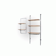 Montant Queen Vogue L5,5xP2,5xH240cm - Chrome - Acier - Avec crémaillère et fixations murales