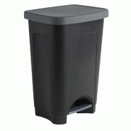 Poubelle Step Bin 50L - 40x33x58cm - Couvercle argent - Plastique noir