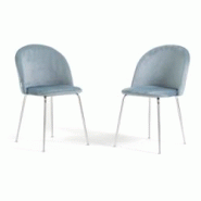 RATTATAN Lot de 2 chaises en velours avec pieds en métal, design élégant pour cuisine, salle à manger, bar ou restaurant – Sara – Bleu ciel/Ar RATTATAN Lot de 2 chaises en velours avec pieds en métal, design élégant pour cuisine, salle à manger, bar ou restaurant – Sara – Bleu ciel/Ar
