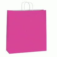 Sac kraft fuchsia poignées torsadées 45x49+15cm - par 50 - respectueux de l'environnement
