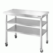 Table de travail en inox Bar 1000x500 mm avec 2 étagères inférieures sur roulettes PREMIUM - GOLDINOX - gris inox 3701770834082
