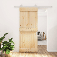 Vidaxl porte coulissante et kit de quincaillerie 85x210 cm pin massif 3203088