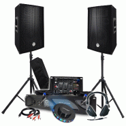 BM Sonic Pack Sono DJ 3200W TOTAL complet Ampli Enceintes, Table de Mixage, Pieds, Casque Câbles Micro, LED, Soirée Bar Salle des fêtes - 366663803