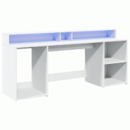 Bureau avec lumières LED blanc 200x55x91 cm bois d'ingénierie Modèle Atlas Master Flex - 8721158402738