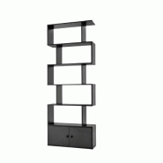 COSTWAY Bibliothèque avec portes, Étagère debout avec 5 niveaux, Étagère diviseur de pièce, Étagère de bureau en bois - noir Bois manufacturé