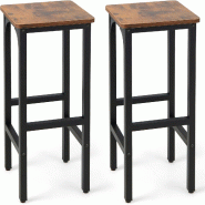 COSTWAY Set de 2 Tabourets de Bar, Tabouret de Comptoir avec Repose-pieds, Tabouret de Cuisine jusqu'à 150 kg, Chaises de Bar Bistro pour la Maison -